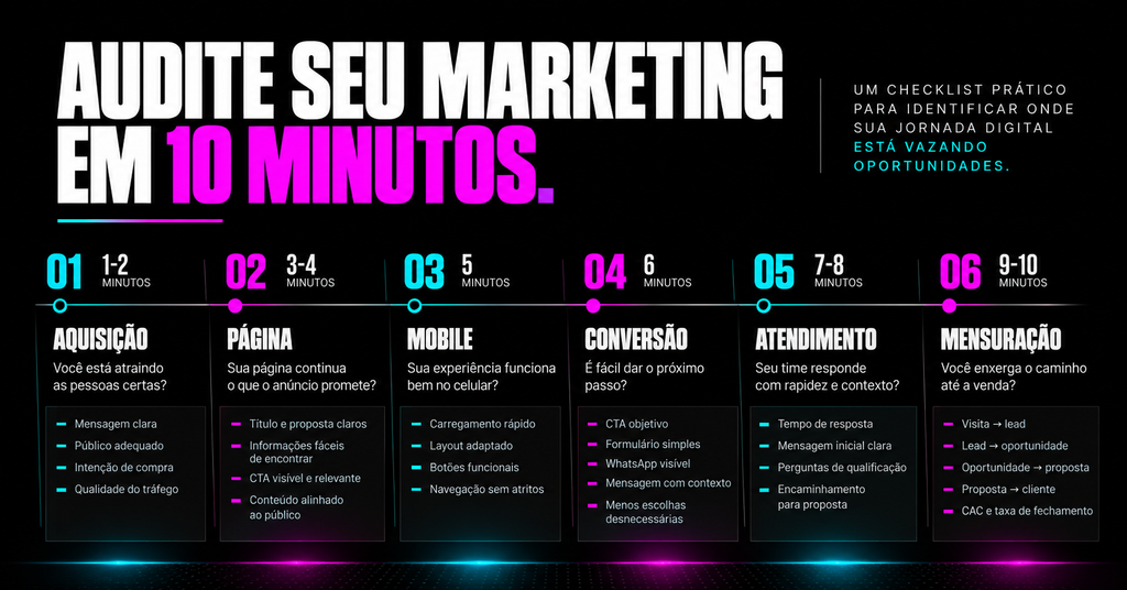 Auditoria de marketing digital para PME em 10 minutos