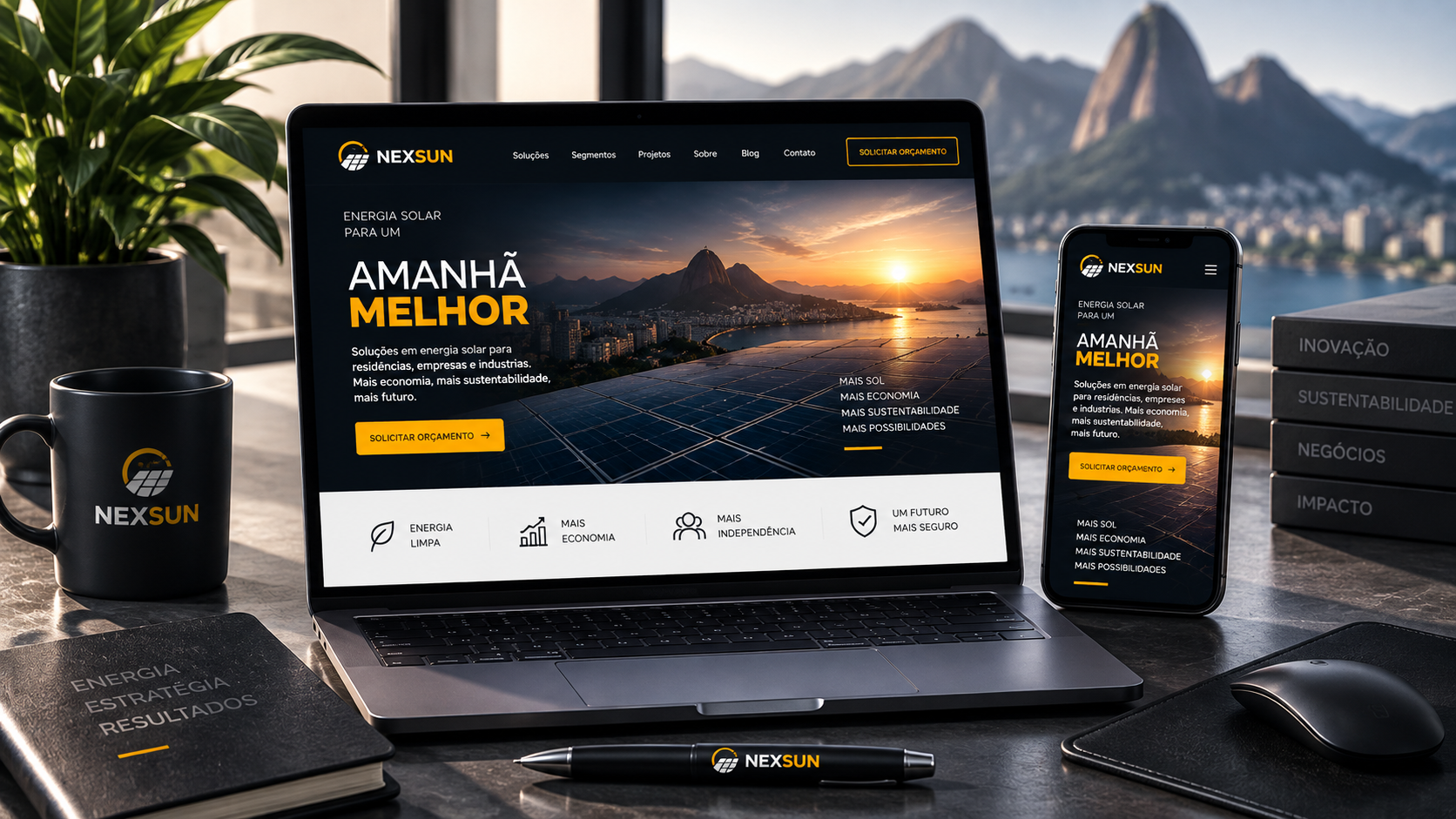 Comunicação de Marca e Aplicação Digital | Vector Marketing Exemplo de comunicação de marca aplicada em site e dispositivos digitais