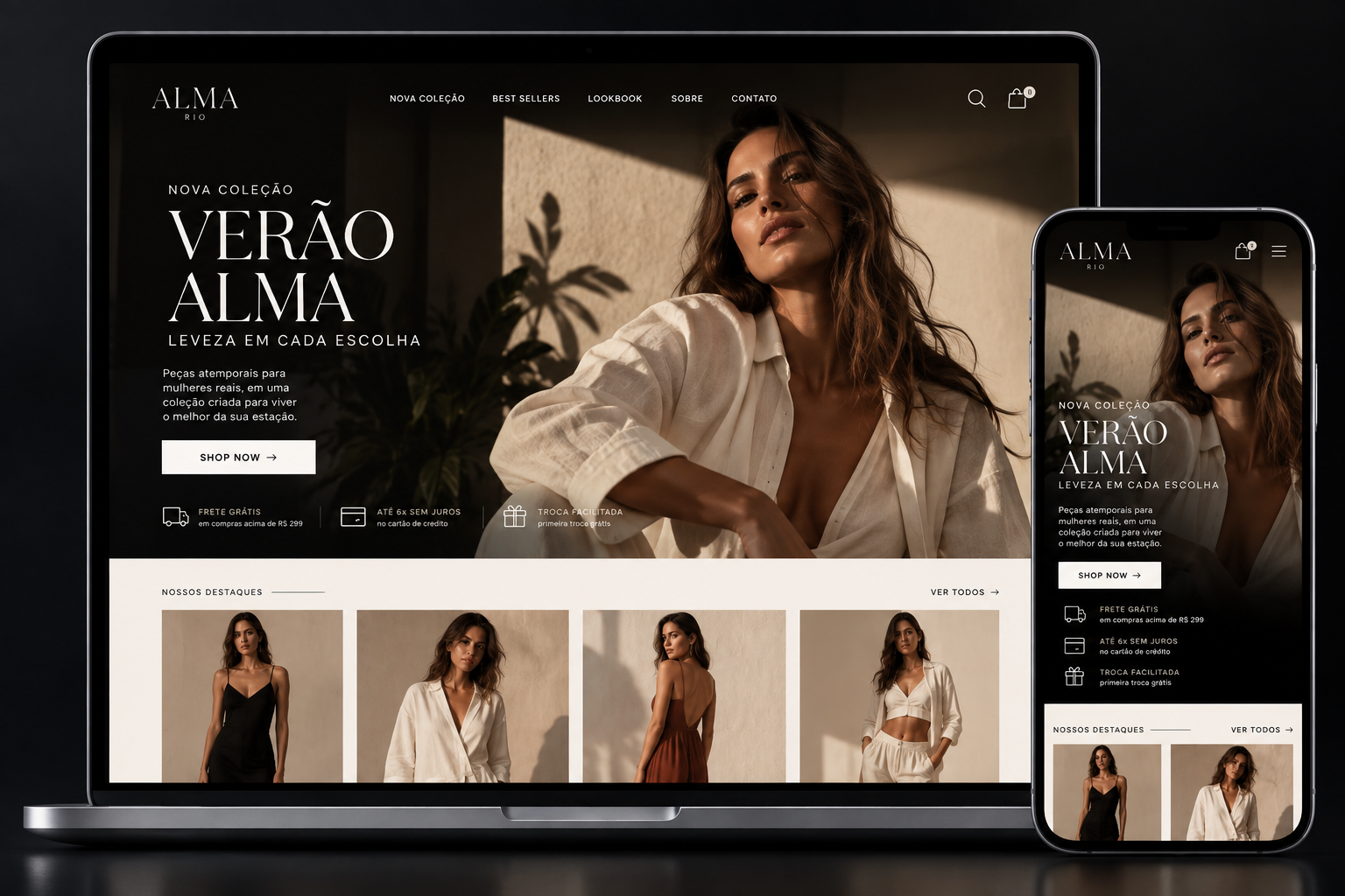 Exemplo de landing page para marca de moda feminina em campanha promocional