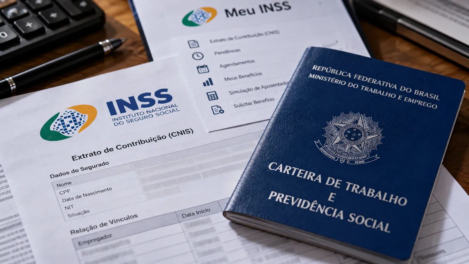 aposentadoria 2027 extrato do INSS e carteira de trabalho