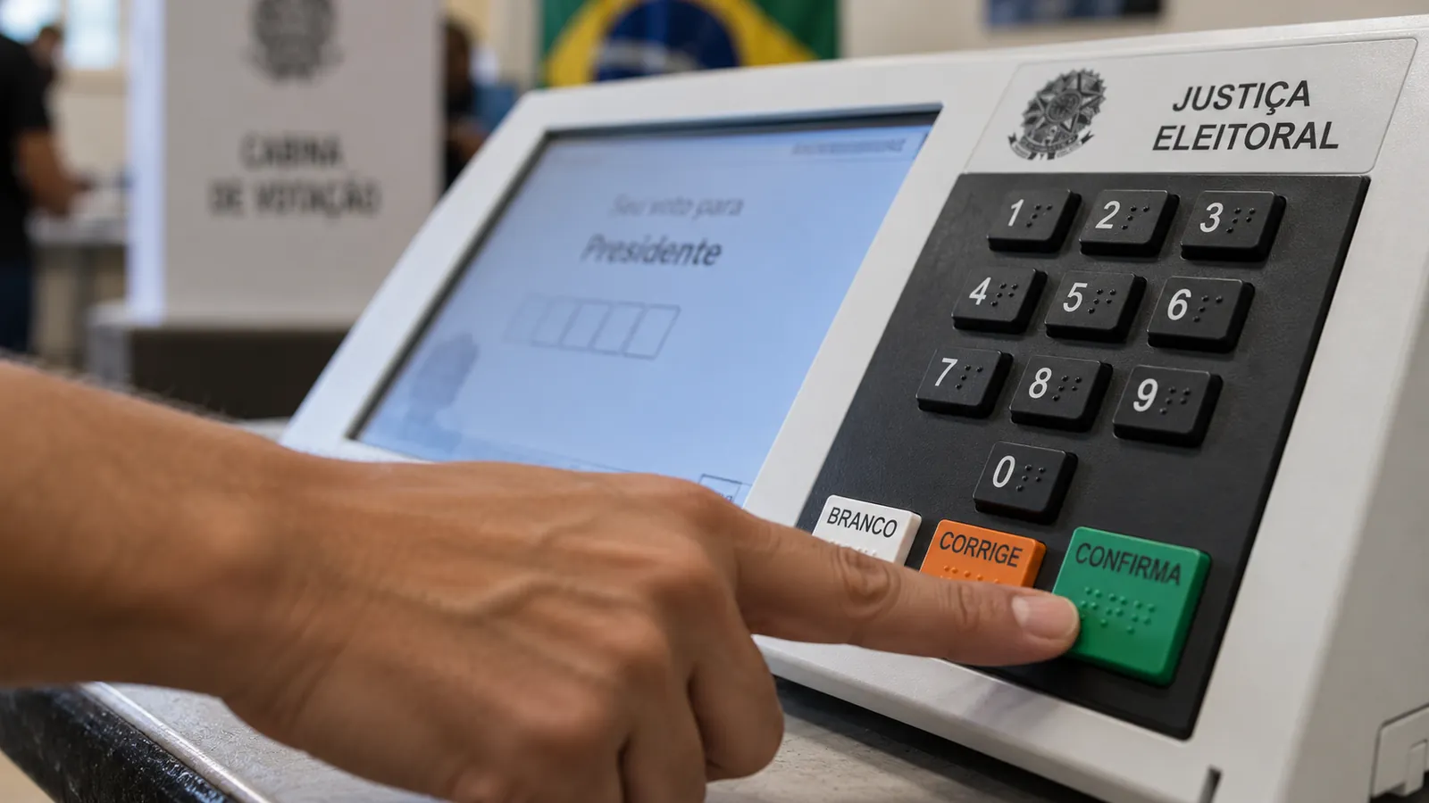 Marcas após a eleição: eleitor confirma o voto na urna eletrônica no segundo turno de 2026