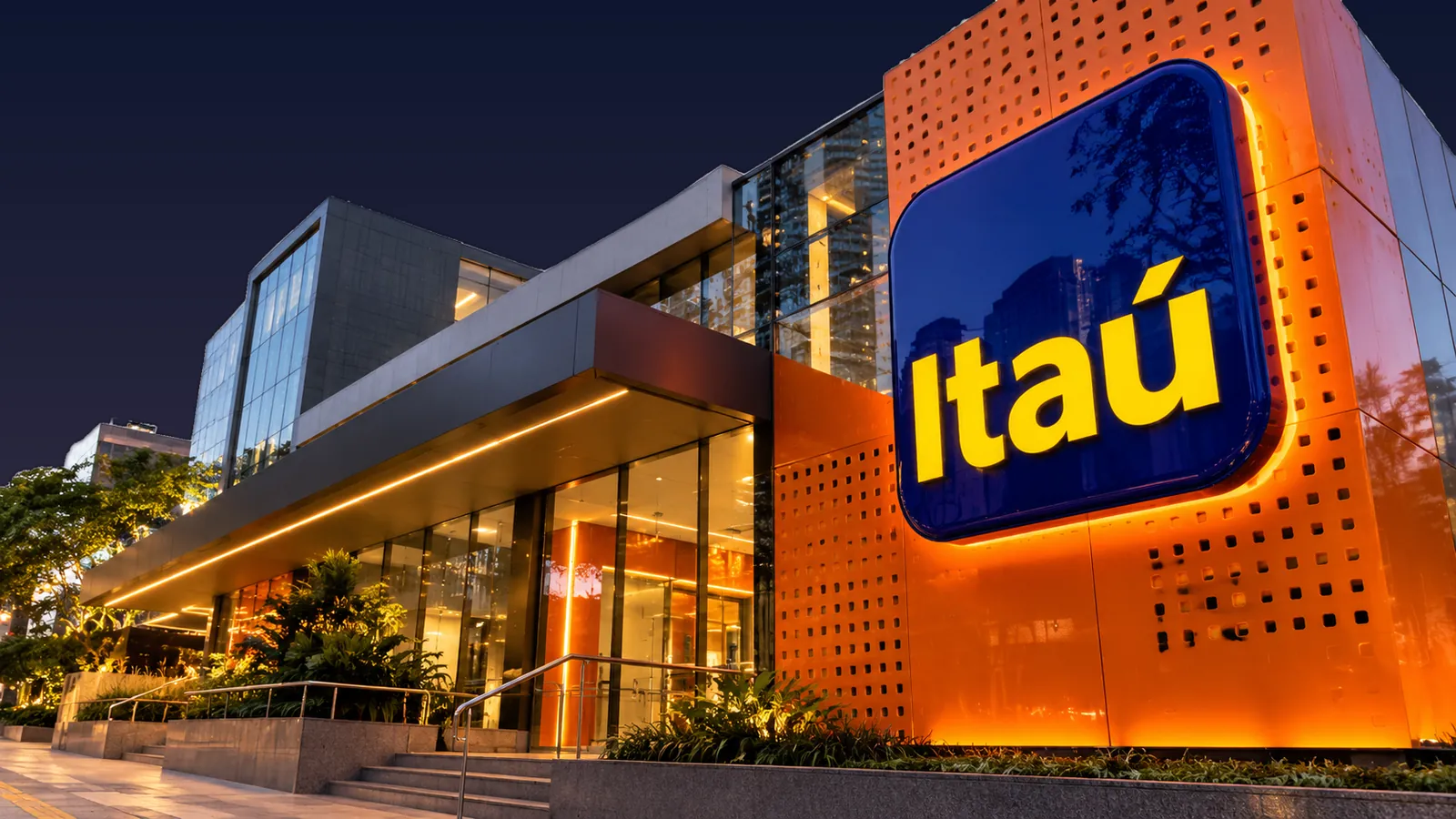 NeoSpace: fachada do Itaú iluminada à noite após a compra da startup de inteligência artificial