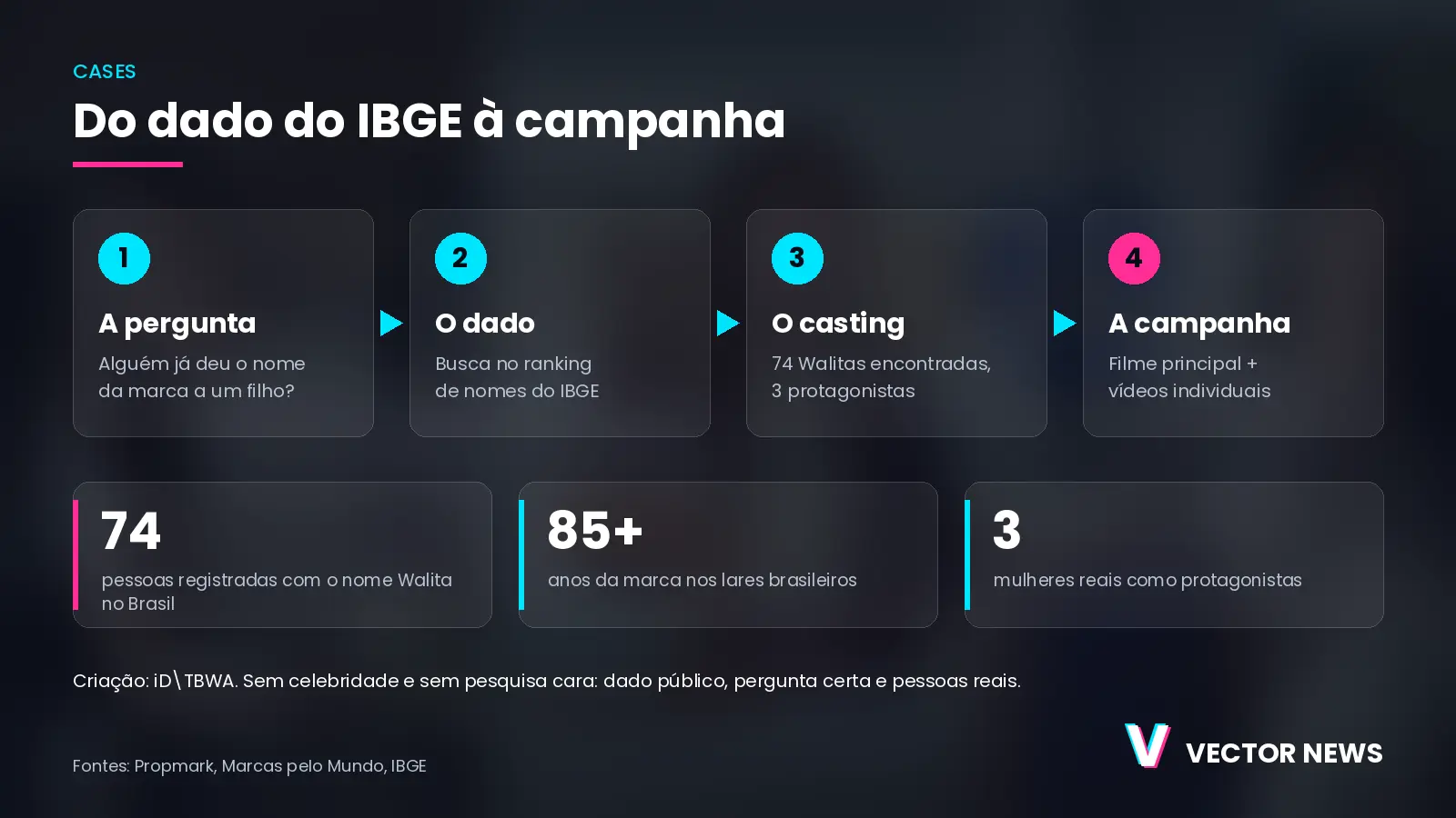 Infográfico da campanha Walitas do Brasil da Philips Walita com o caminho do dado do IBGE até a campanha