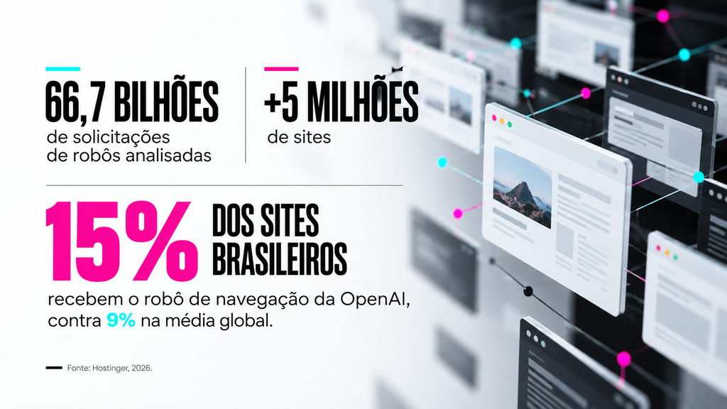 Dados da Hostinger sobre robôs de IA em sites, base para estratégias de SEO para IA
