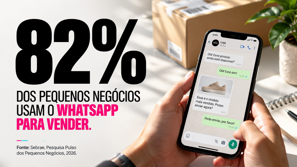 Dado do Sebrae mostra que 82% dos pequenos negócios usam o WhatsApp para vendas